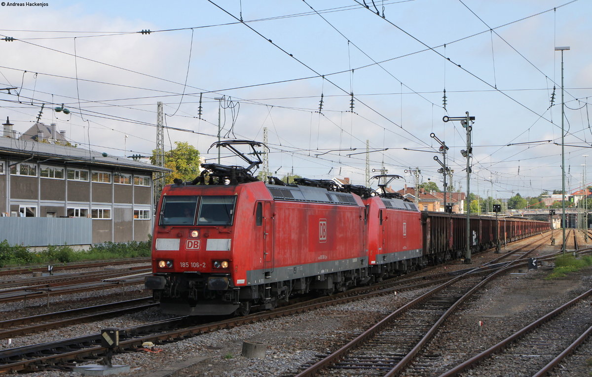 185 106-2 und 185 133-6 mit dem GB 98842 (Offenburg Gbf-Limburg(Lahn) in Villingen 16.8.17
