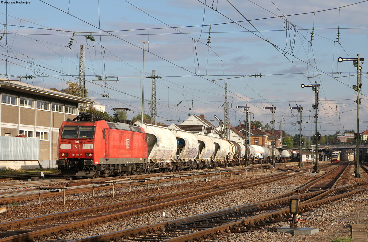 185 111-2 mit dem GM 46288 (Kehl- Rohrwerk) in Villingen 5.9.17