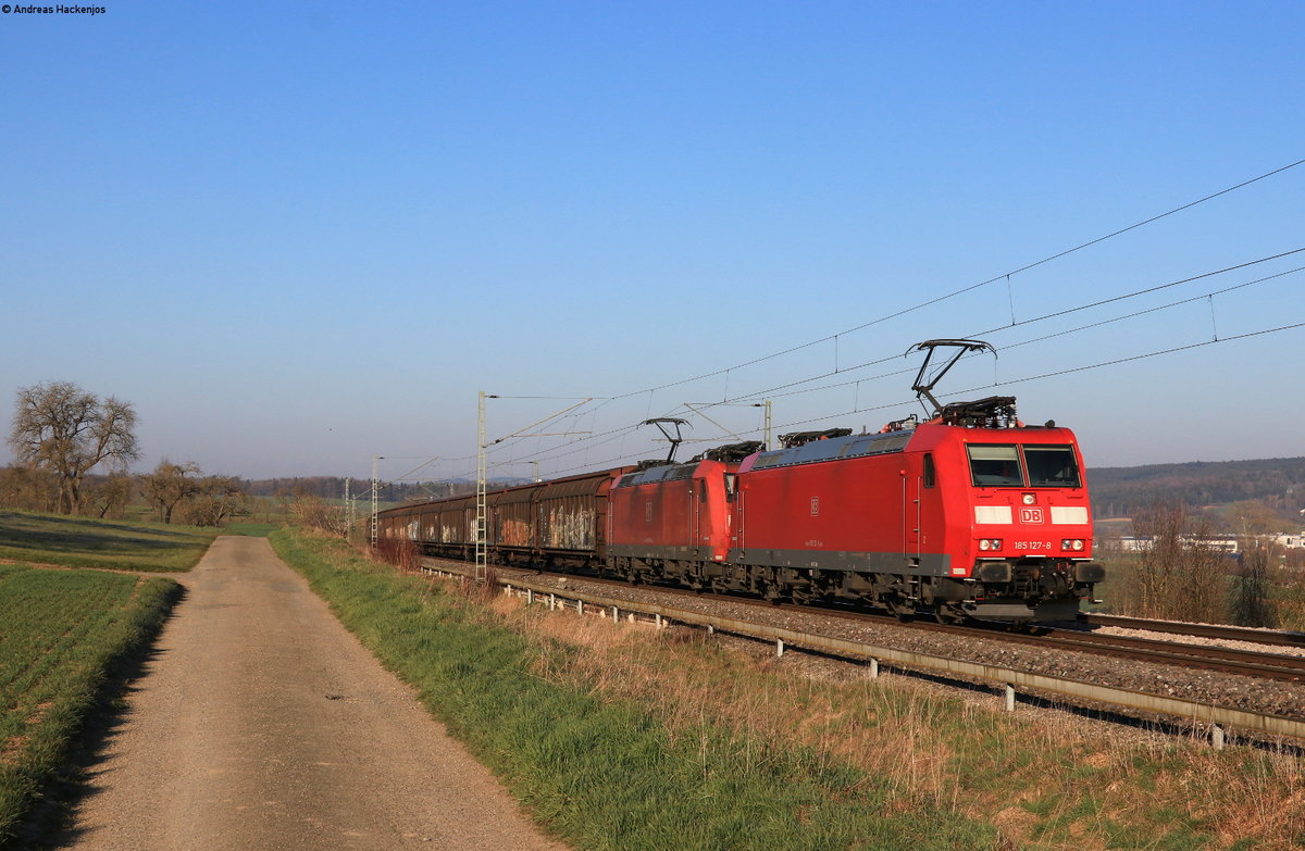 185 127-8 und 185 108-8 mit dem GK 44698 (Schaffhausen PB-Bremerhaven Speckenbüttel) bei Eutingen 5.4.20