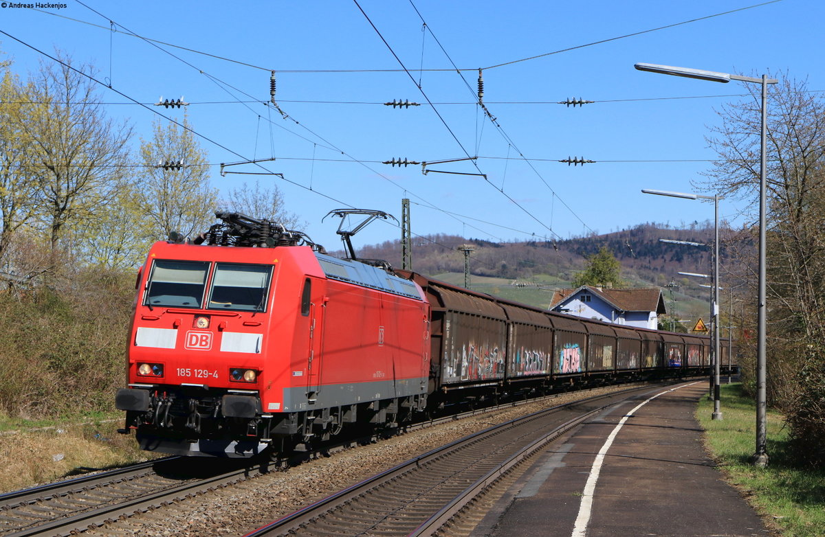 185 129-4 mit dem GK 49057 (Bremerhaven Speckenbüttel-Buchs) in Schallstadt 31.3.20