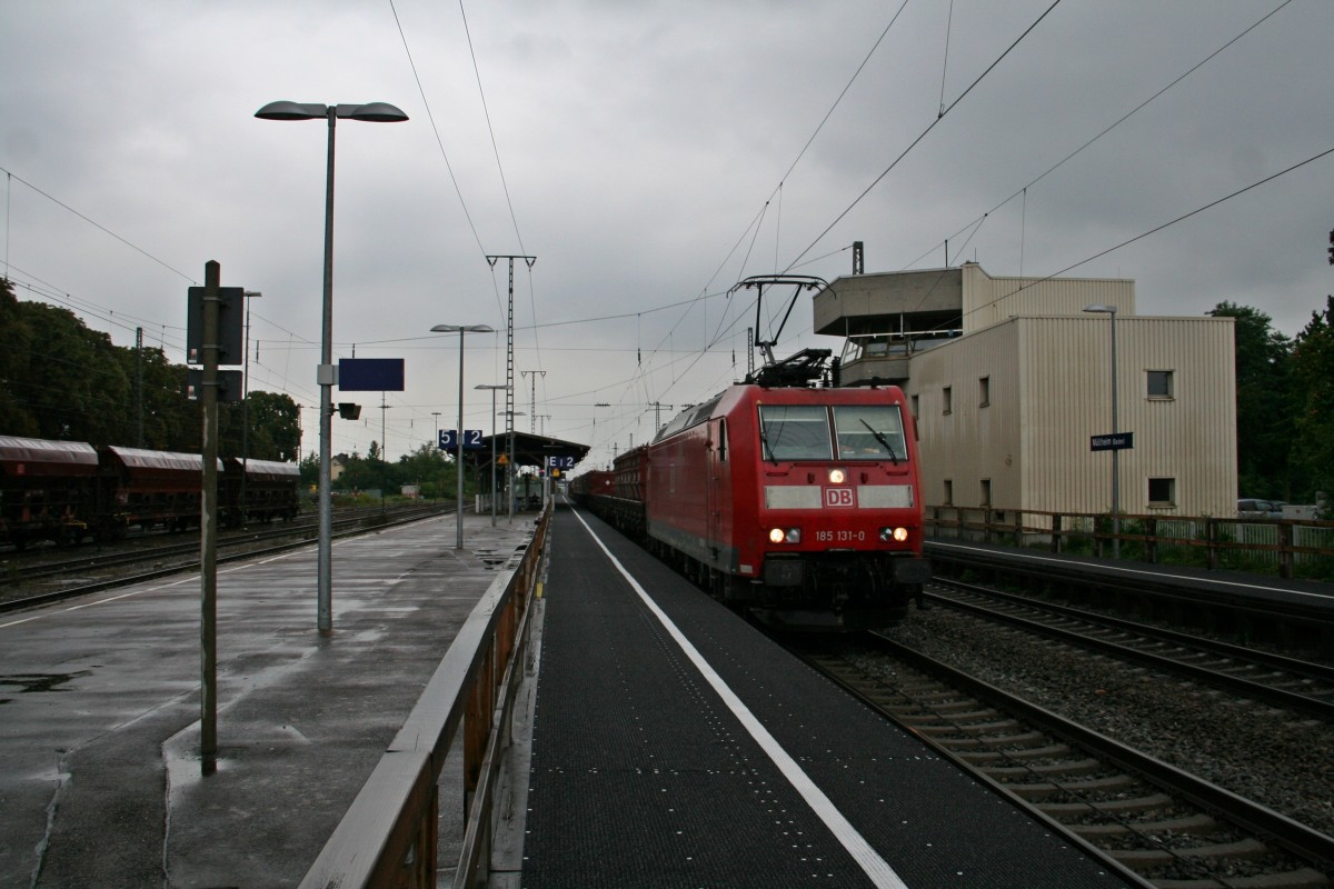 185 131-0 mit dem 51945	von Mannheim Rbf nach Basel Bad. Rbf am Nachmittag des 30.07.14 in Mllheim (Baden).