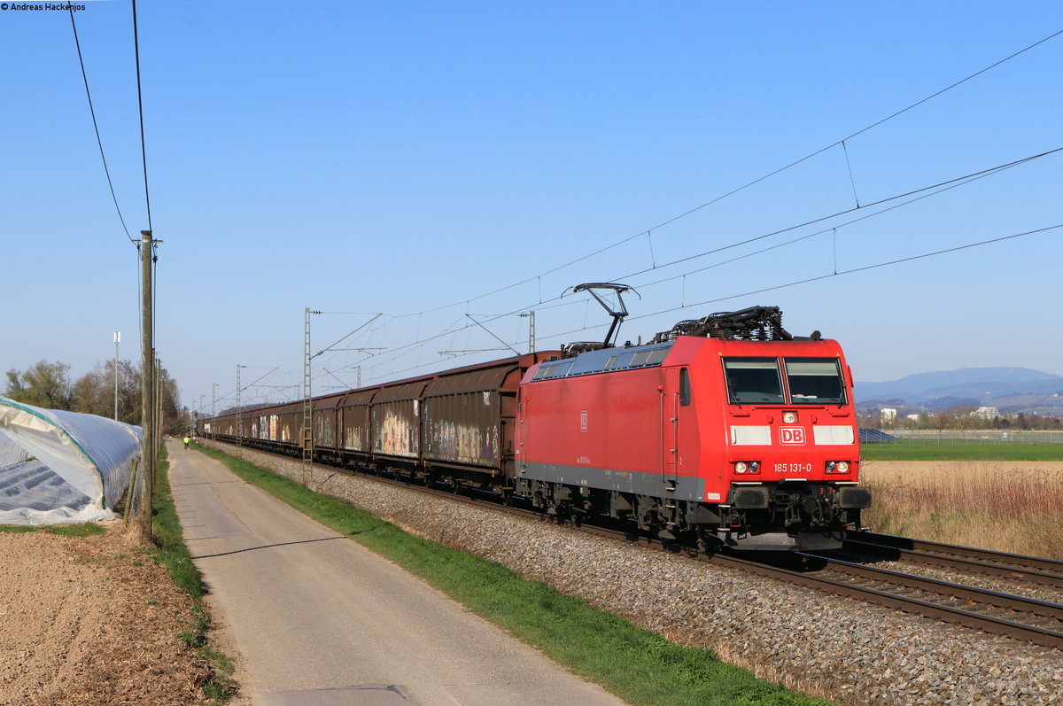 185 131-0 mit dem GK 49057 (Bremerhaven Speckenbüttel-Buchs) bei Niederschopfheim 24.3.20