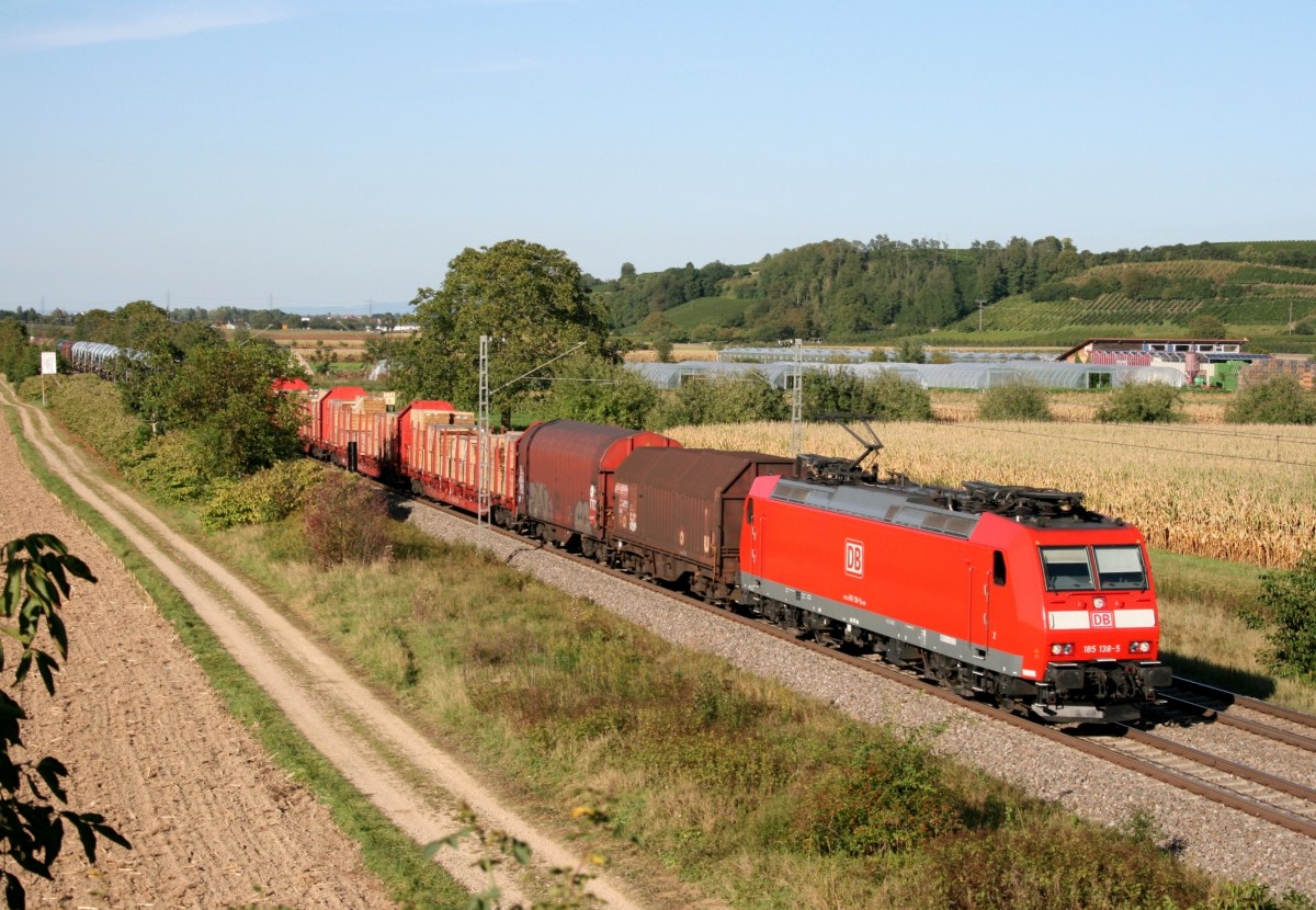185 138 mit EZ 45023 (Mannheim Rbf–Chiasso) am 16.09.2012 zwischen Buggingen und M�llheim (Baden)