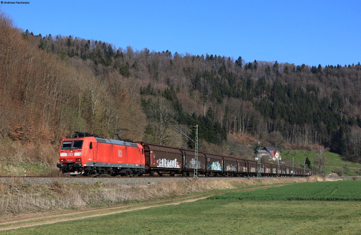 185 140-1 mit dem GK 42695 (Waltershof Alte Südelbe-Buchs) bei Grünholz 6.4.20