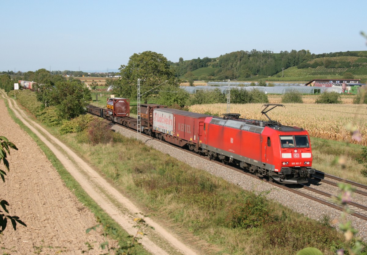 185 161 mit KT 43039 (Ludwigshafen BASF–Verona Quadrante) am 16.09.2012 zwischen Buggingen und M�llheim (Baden)