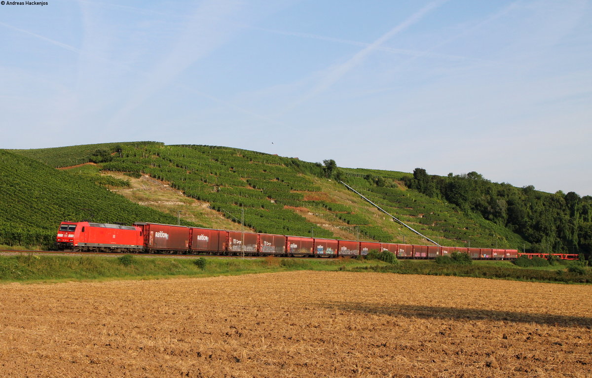 185 165-8 mit einem Autoteilezug bei Northeim 16.8.16