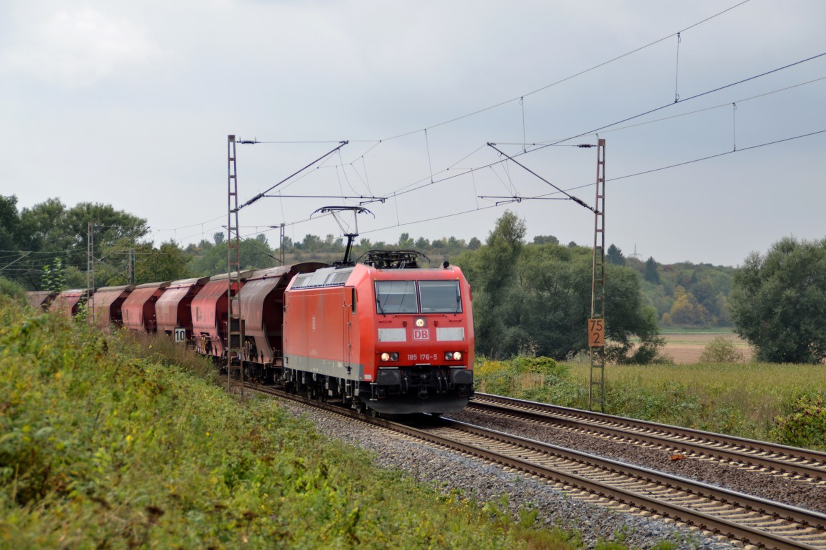 185 176-5 mit einem Tannoss-Ganzzug am 12.09.2013 bei Salzderhelden