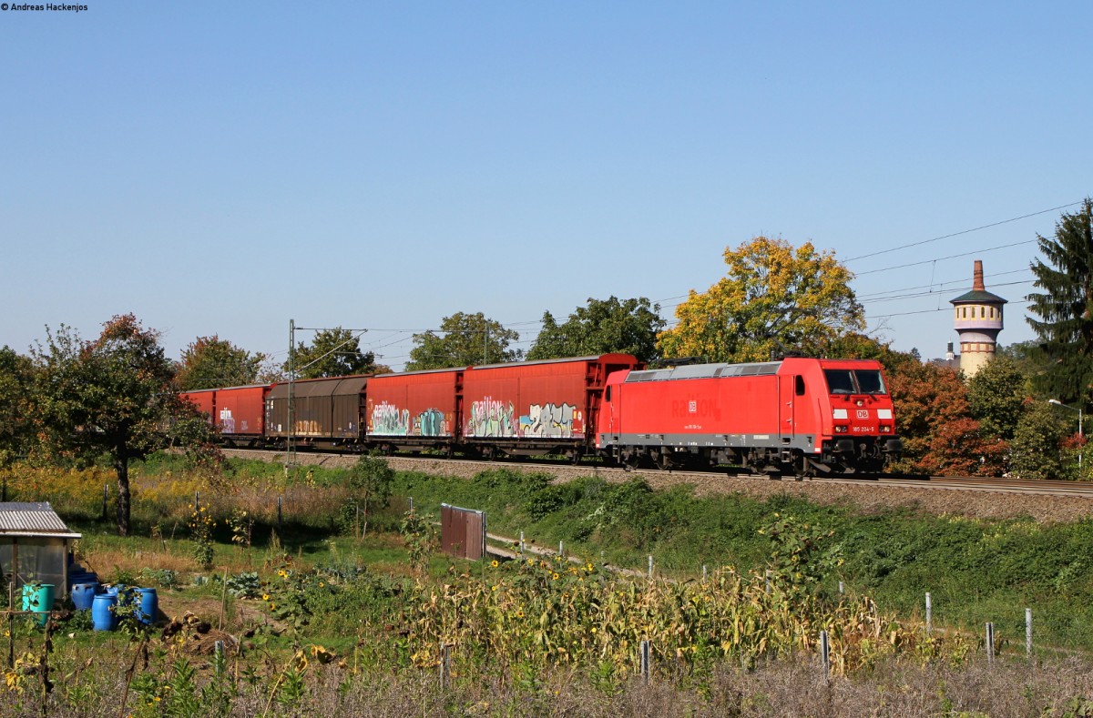185 204-5 mit einem Autoteilezug bei Bruchsal 1.10.15
