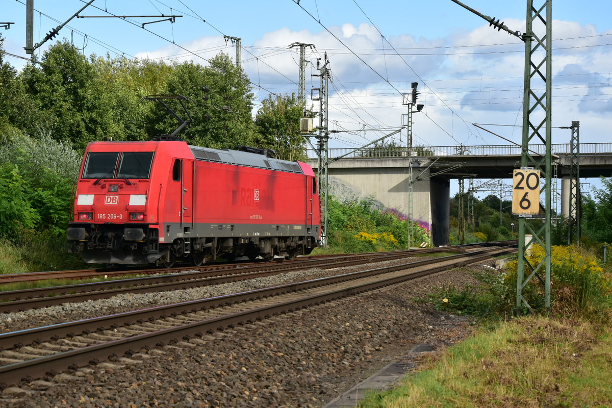 185 206-0 verlässt Groß Gerau. 11.9.2017