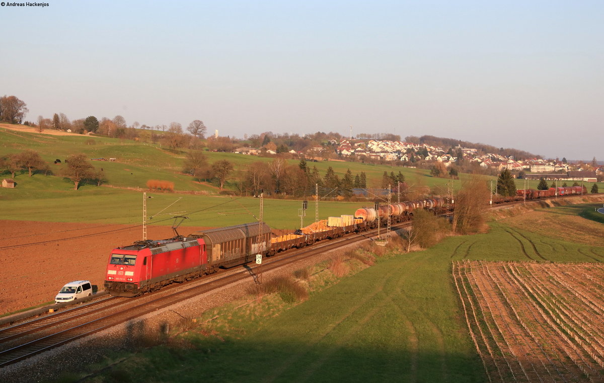 185 212-8 mit dem EZ 51970 (Ulm Rbf-Mannheim Rbf) bei Uhingen 2.4.20