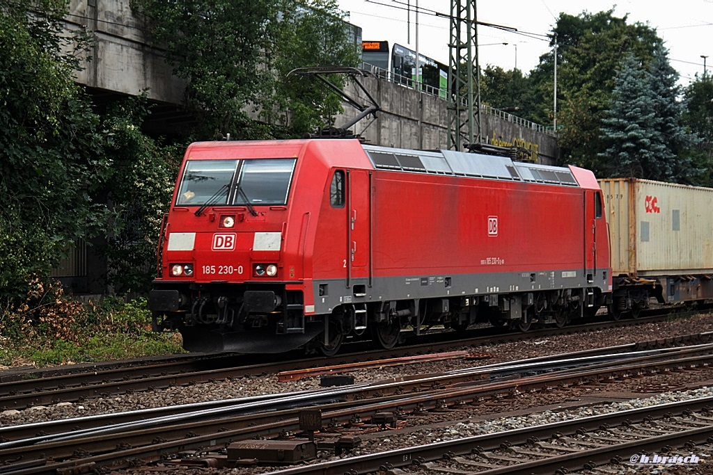 185 230-0 ist am 24.07.14 mit einen containerzug durch hh-harburg gefahren