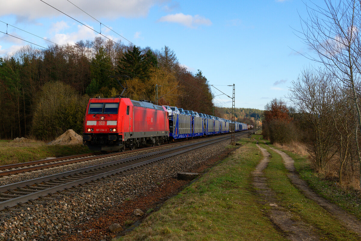 185 234 DB Cargo mit GA	60016 (Dingolfing - Maschen Rbf) bei Postbauer-Heng, 
16.03.2021