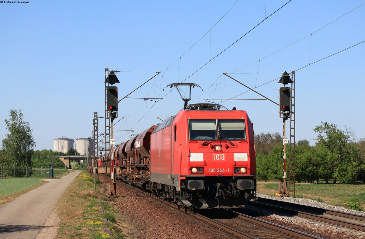 185 244-1 mit dem GB 68632 (Einsiedlerhof-Karlsruhe Gbf) bei Waghäusel 22.4.20