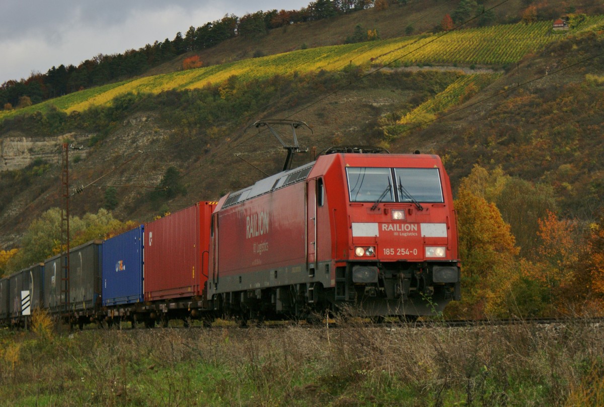 185 254-0 am 24.10.13 mit einen Containerzug bei Th�ngersheim.