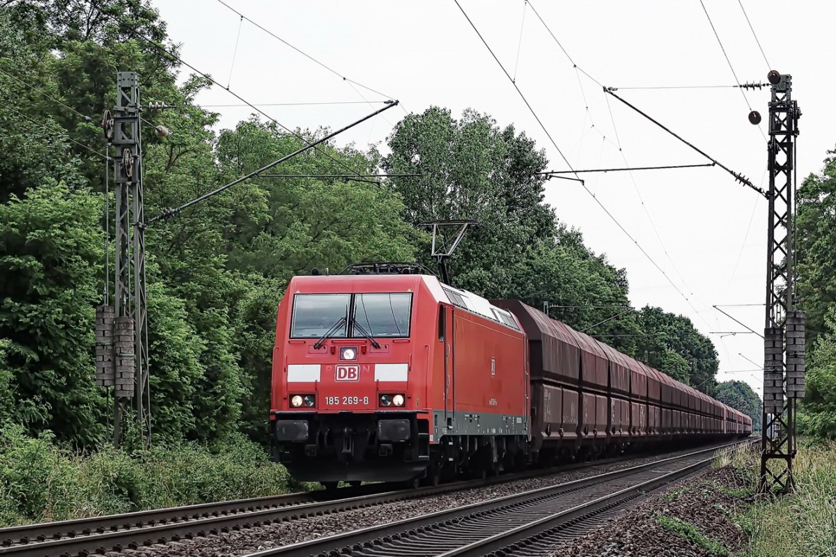 185 269-8 DB mit einem Ganzzug - Streckenabschnitt: Nauheim / Mainz-Bischofsheim - 11.06.2015