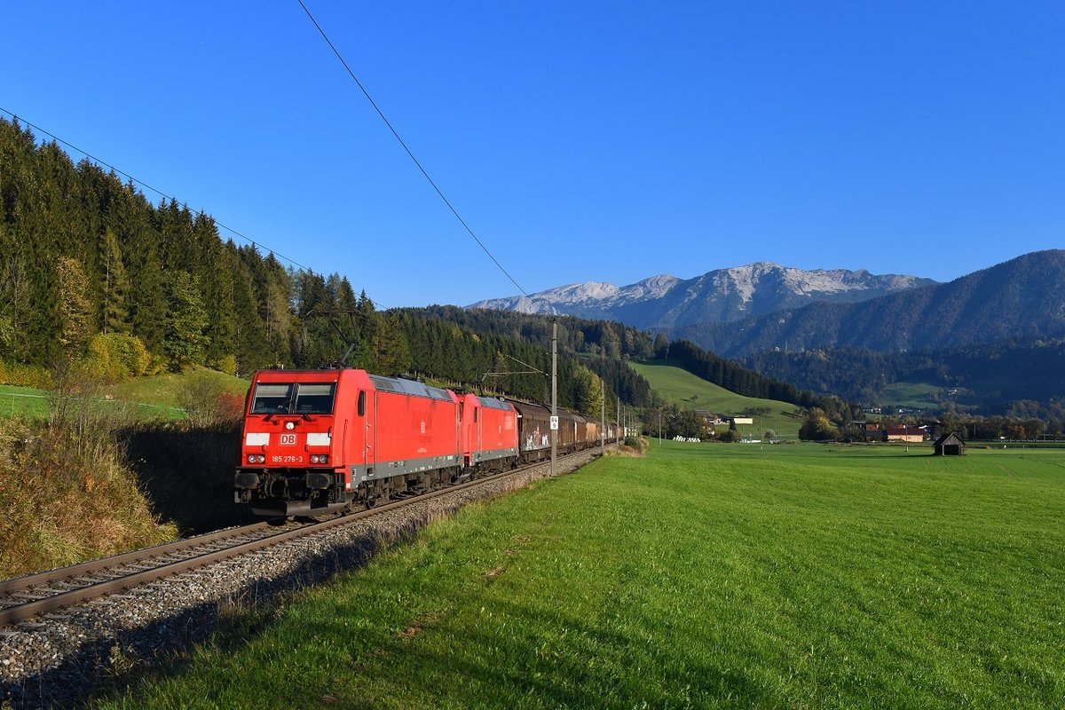 185 276 + 185 303 mit GAG 48931 am 10.10.2018 bei Spital am Pyhrn. 