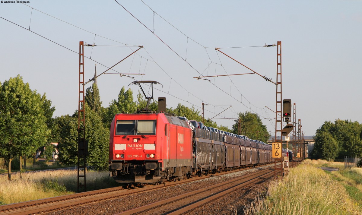 185 285-4 mit einem Autozug bei Thüngersheim 18.6.14