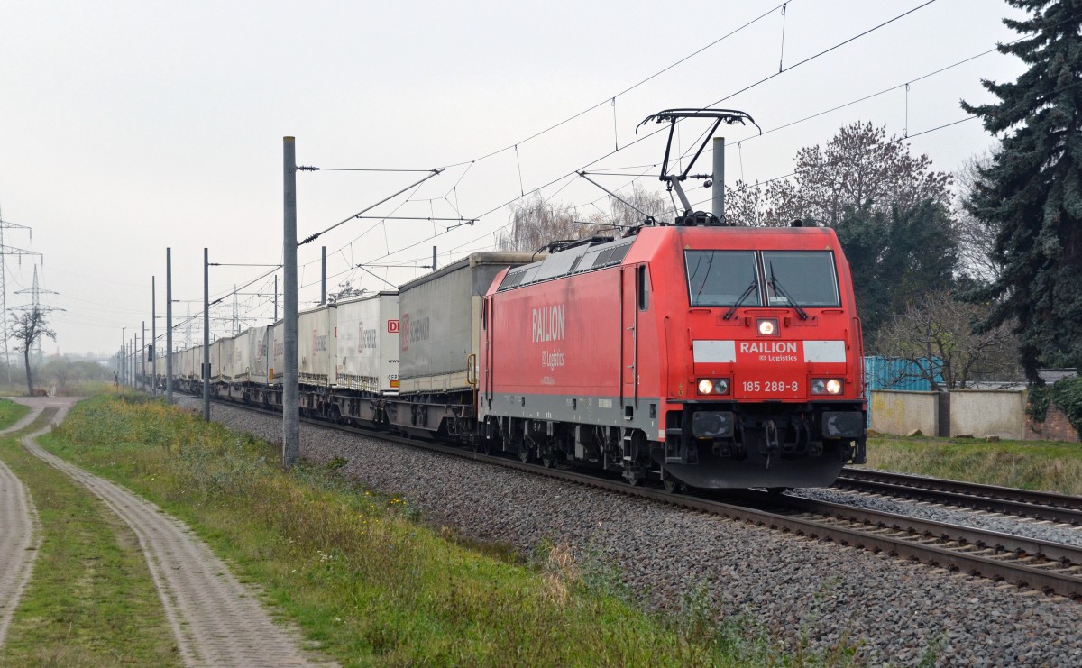 185 288 zog am 16.11.13 einen KLV-Zug durch Braschwitz Richtung Magdeburg.