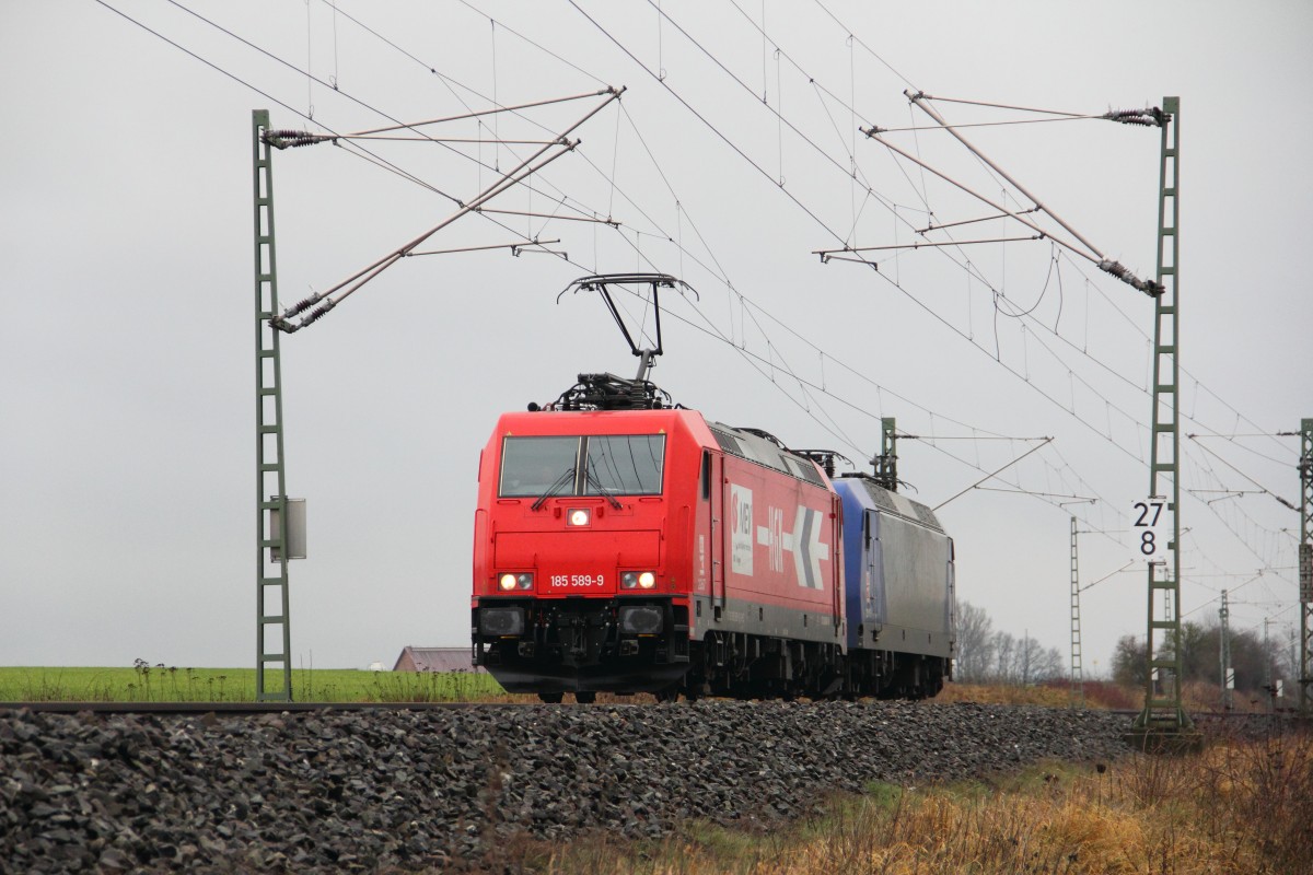185 289-9 HGK und 145-CL 201 bei Reundorf am 07.01.2015.