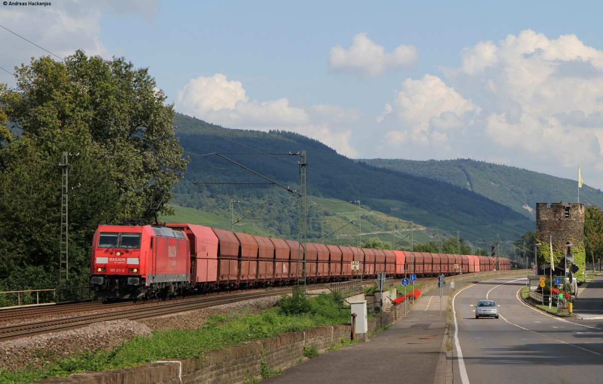 185 311-8 mit einem Kohlezug? bei Rheindiebach 7.8.14