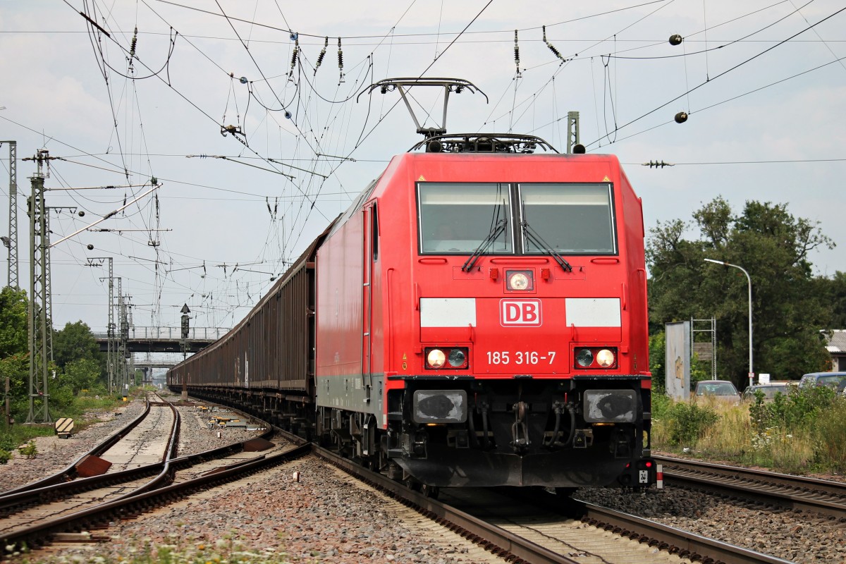 185 316-7 am 23.07.2014 mit einem Redbull-Zug nach Bludenz in Müllheim (Baden).