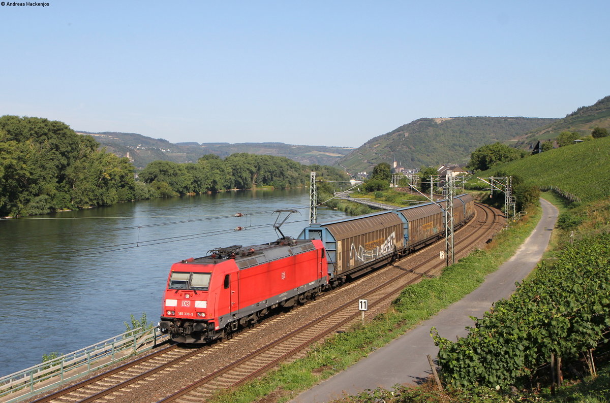 185 339-9 mit dem GA 47567 (Ruisbroek Bundel-Heilbronn Gbf) bei Lorch 22.8.19