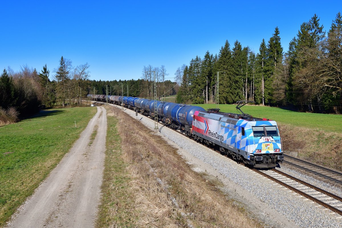 185 350 mit DGS 49185 am 16.03.2020 bei Amersberg.