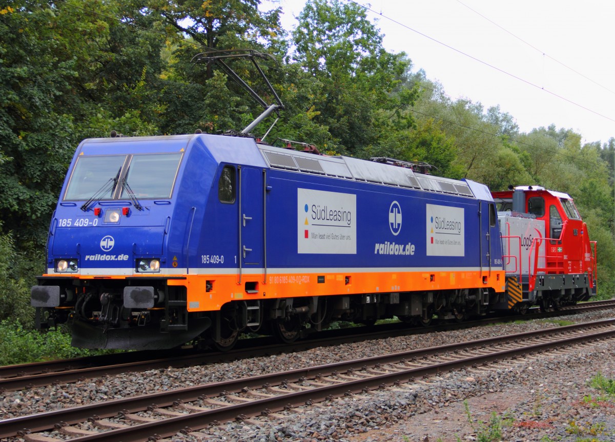 185 409-9 Raildox und 903.04 LokServ bei Michelau am 18.09.2014.