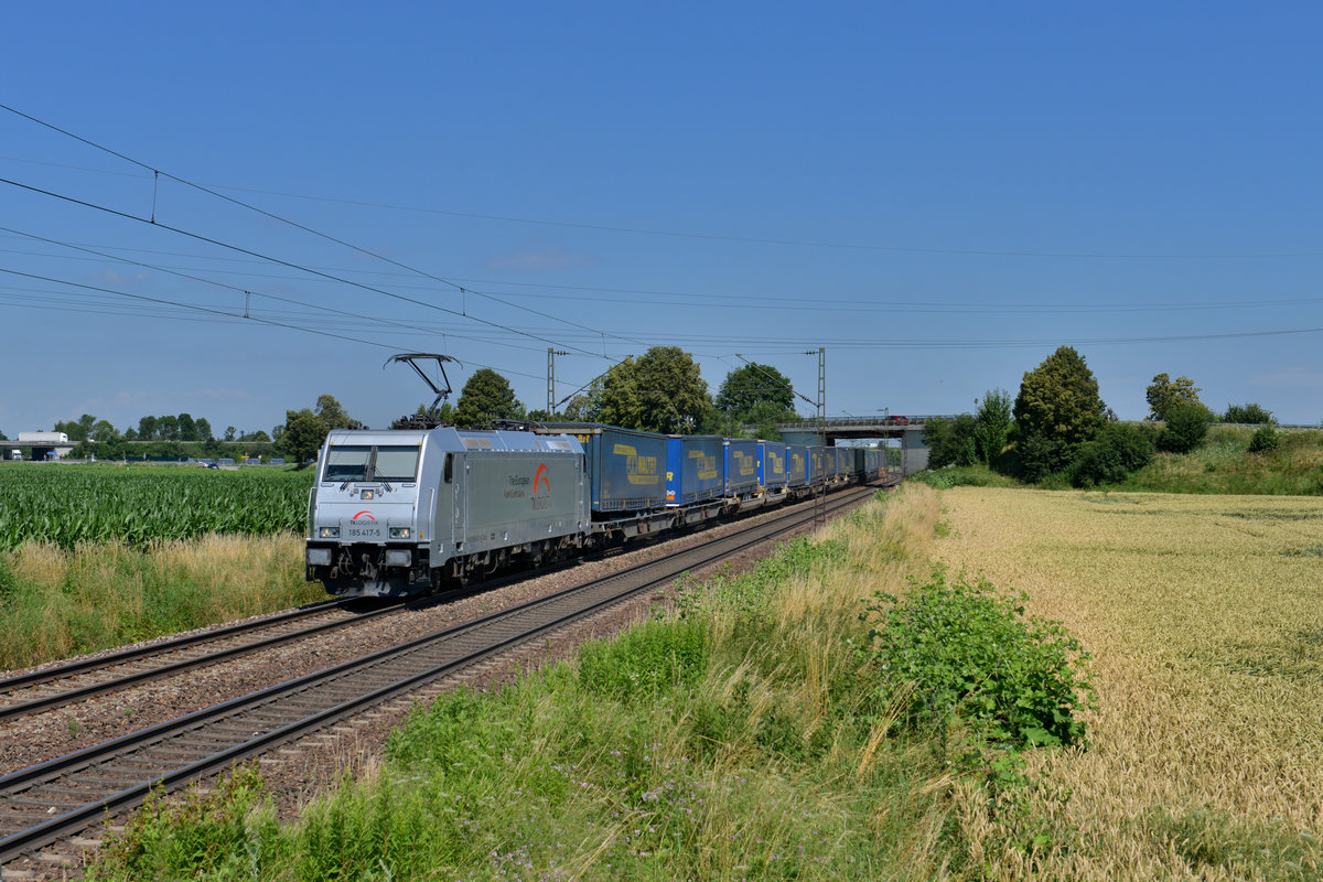 185 417 mit DGS 43945 am 05.07.2016 bei Plattling. 