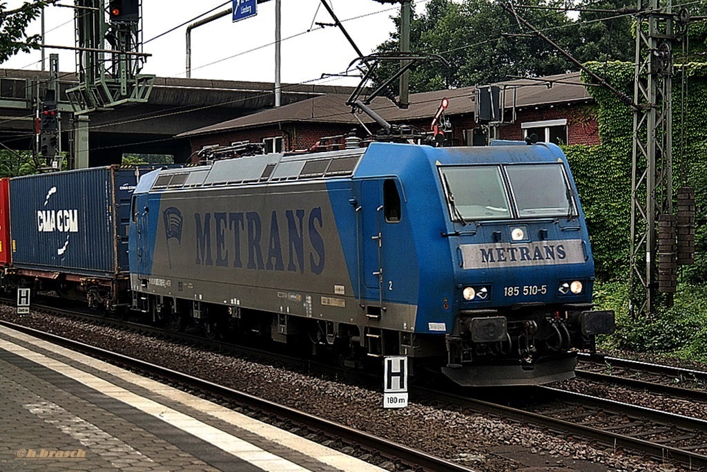 185 510-5 zog einen containerzug durch hh-harburg,datum 23.08.14