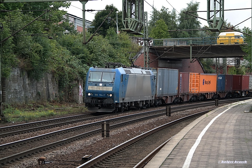 185 514-7 zog einen intermodal am 20.09.13 durch hh-harburg