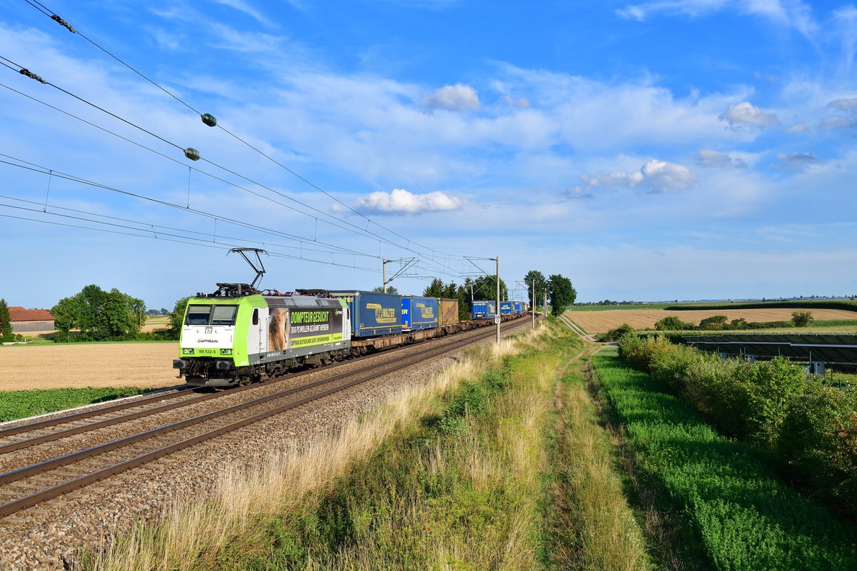 185 532 mit DGS 41938 am 08.08.2019 bei Strasskirchen. 