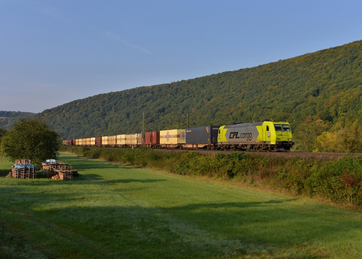 185 534 mit dem Warsteiner-KLV am 28.09.2013 bei Wernfeld.