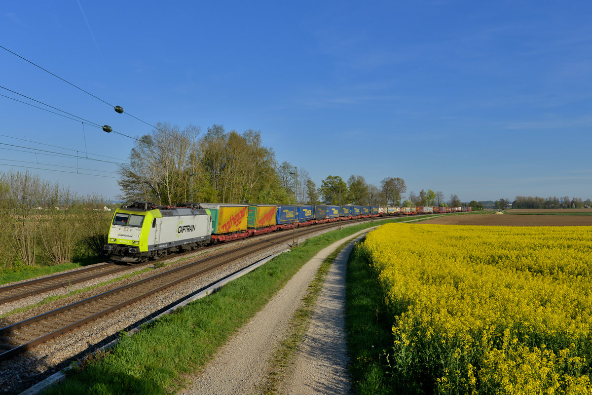 185 550 mit einem KLV am 21.04.2016 bei Langenisarhofen. 