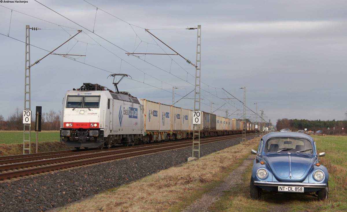 185 581-6 mit einem KV Zug bei Forchheim 7.1.14