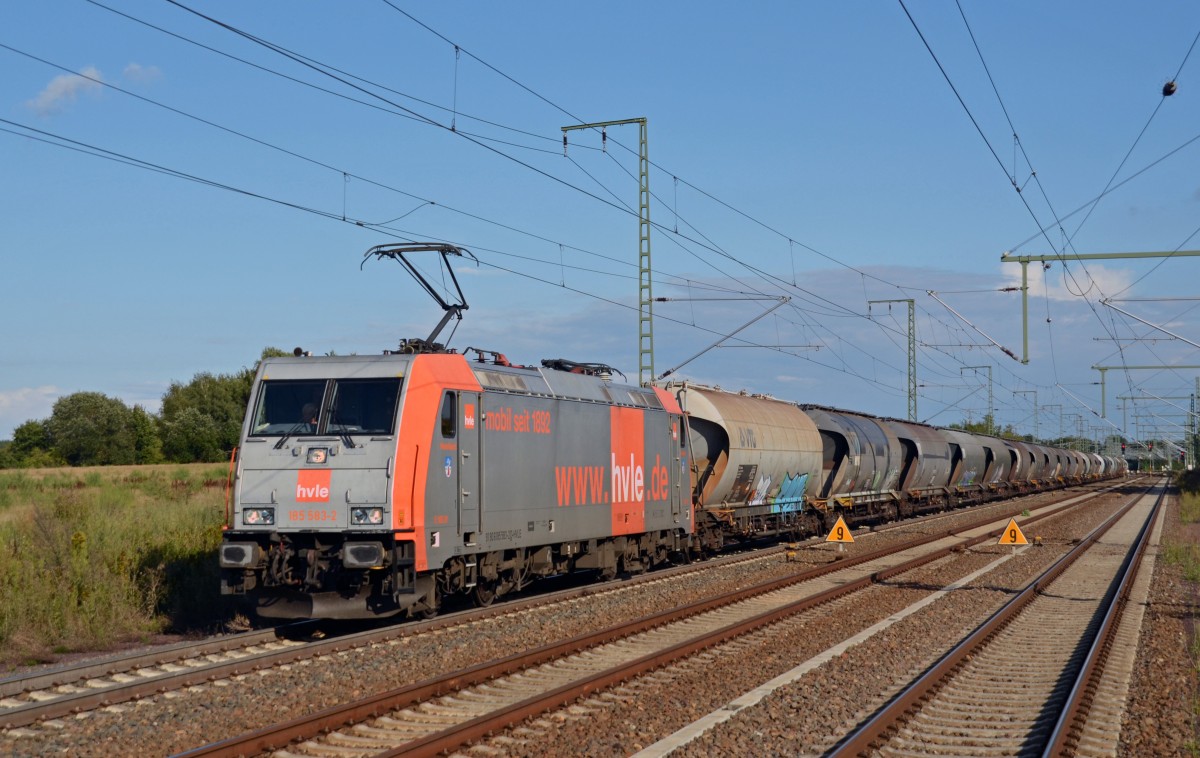 185 583 rollte mit einem Silozug am 24.08.14 durch Rodleben Richtung Magdeburg.
