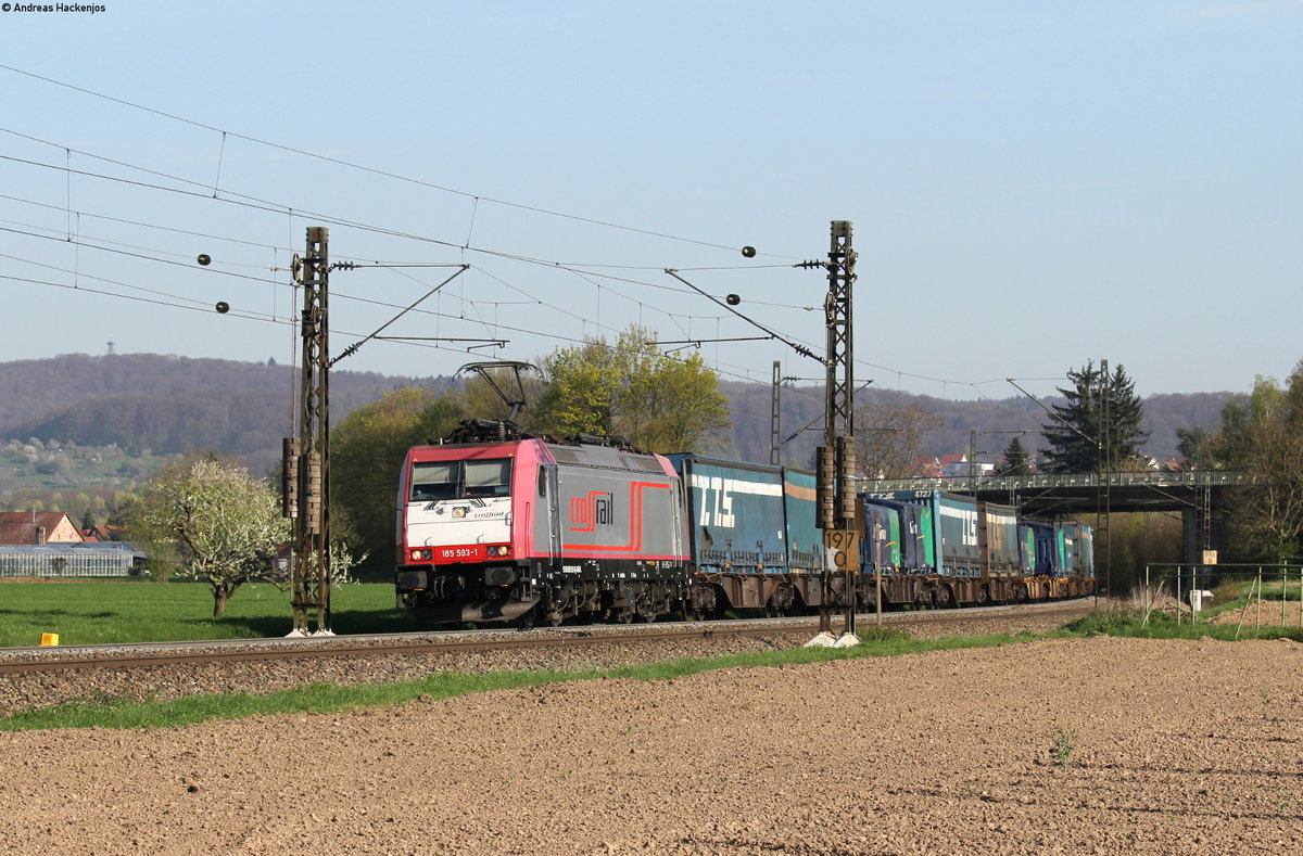 185 593-1 mit einem KV Zug bei Kollmarsreute 7.4.17