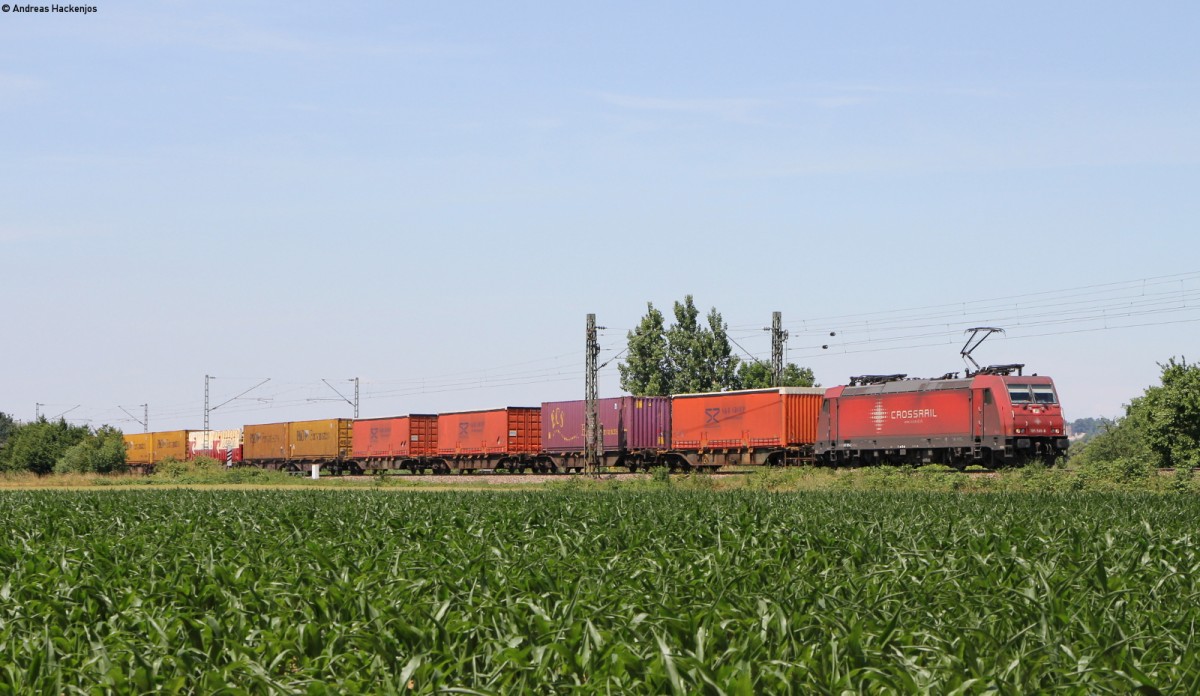 185 595-6 mit dem DGS 40125 (Zeebrügge-Milano Smistam) bei Köndringen 13.6.14