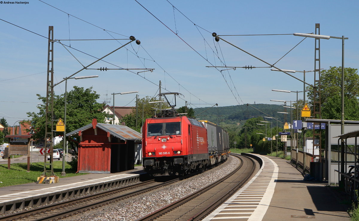 185 595-6 mit einem KV Zug in Kollmarsreute 17.5.17