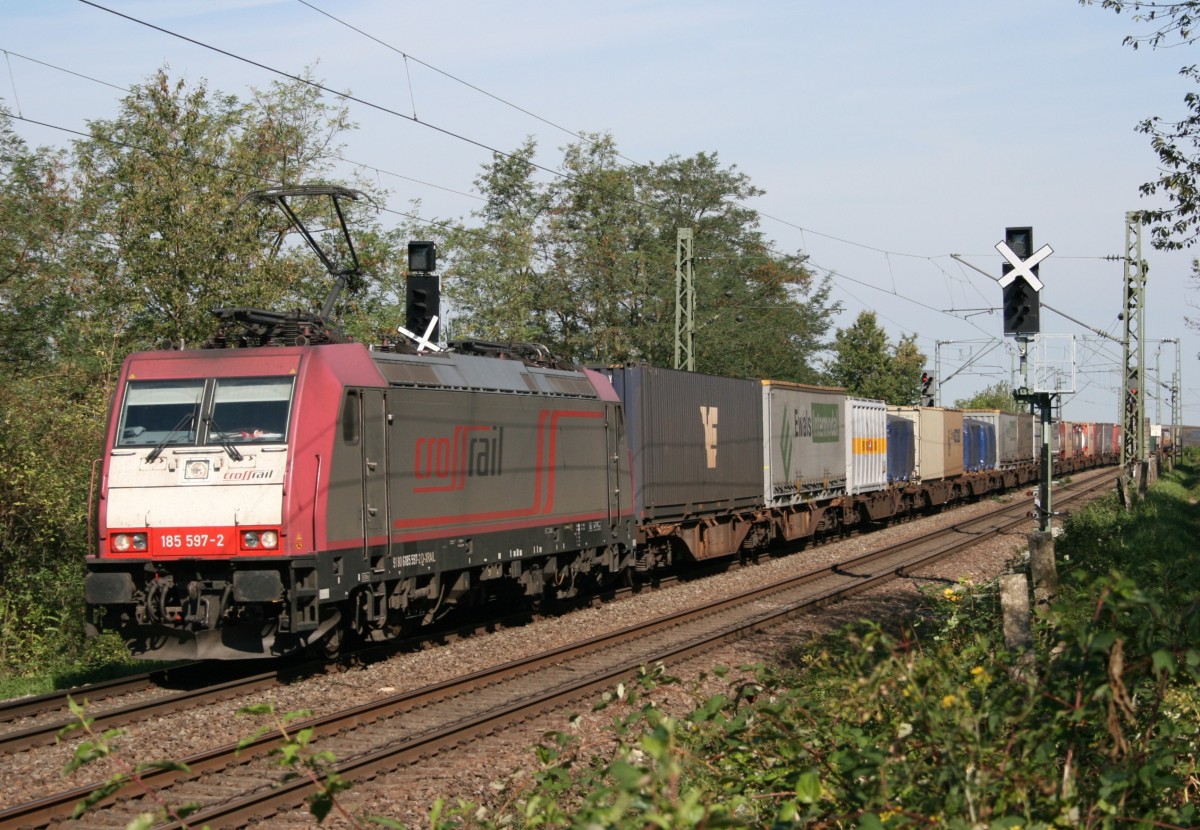 185 597 mit DGS 48547 (Crossrail, Aachen West–Novara) am 21.09.2012 in Rheinweiler