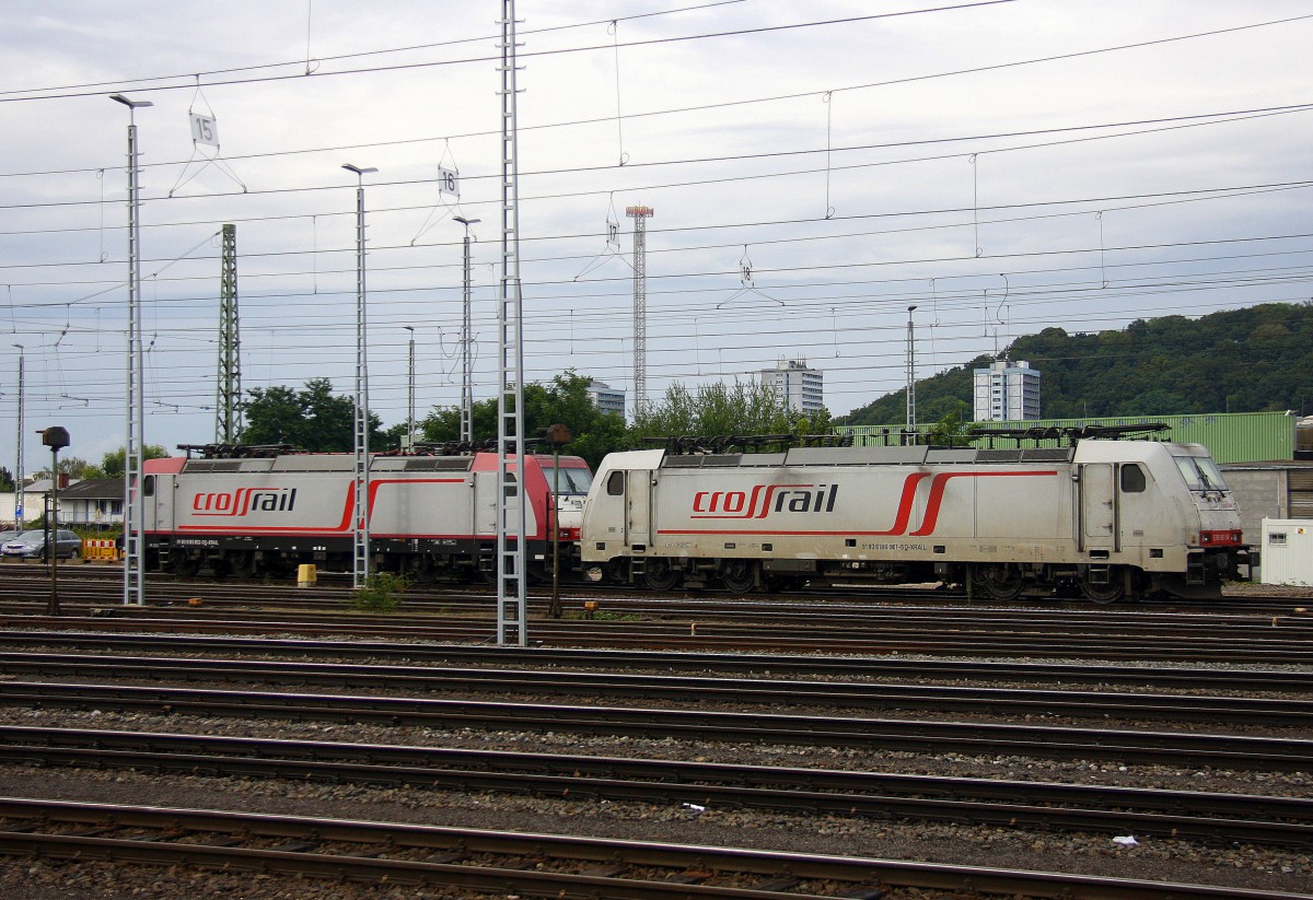 185 602-0 und 186 901-5 beide von Crossrail stehen auf dem abstellgleis in Aachen-West.
Aufgenommen vom Bahnsteig in Aachen-West bei Regenwolken am Abend vom 8.8.2014.