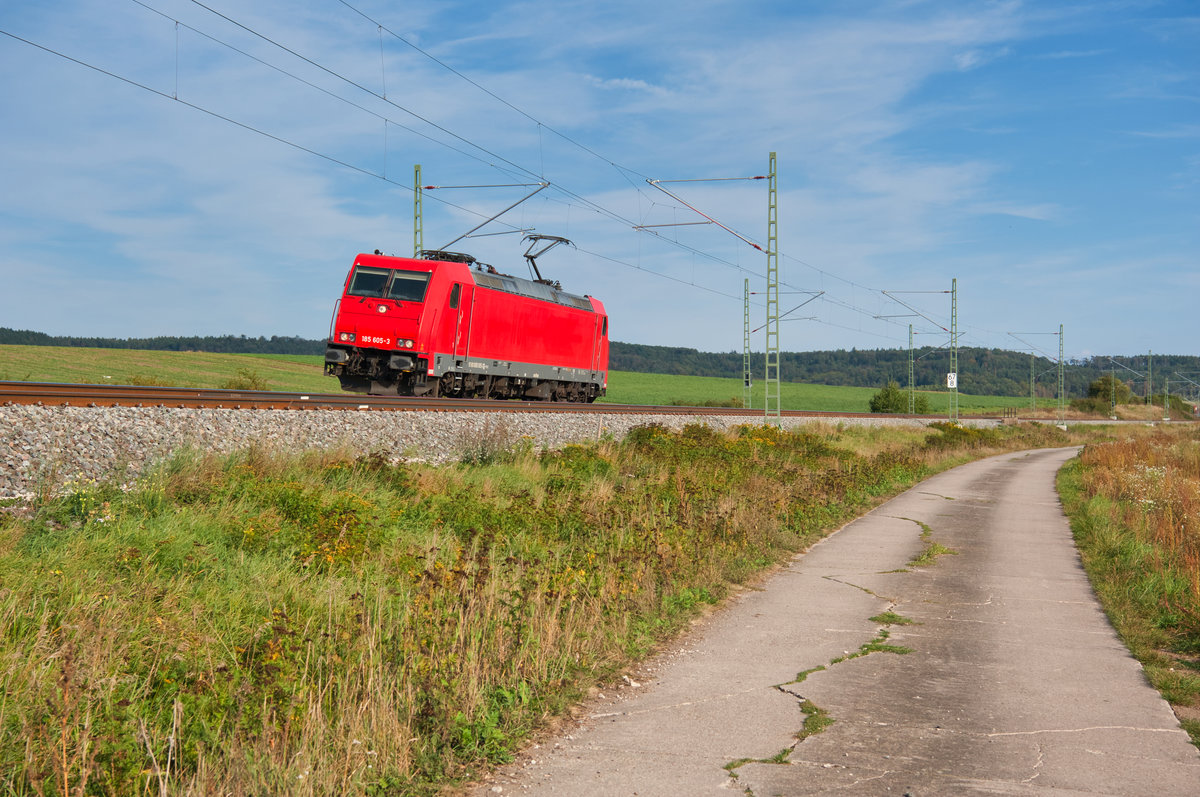 185 605 RHC als Lz bei Mitteldachstetten Richtung Würzburg, 17.09.2019