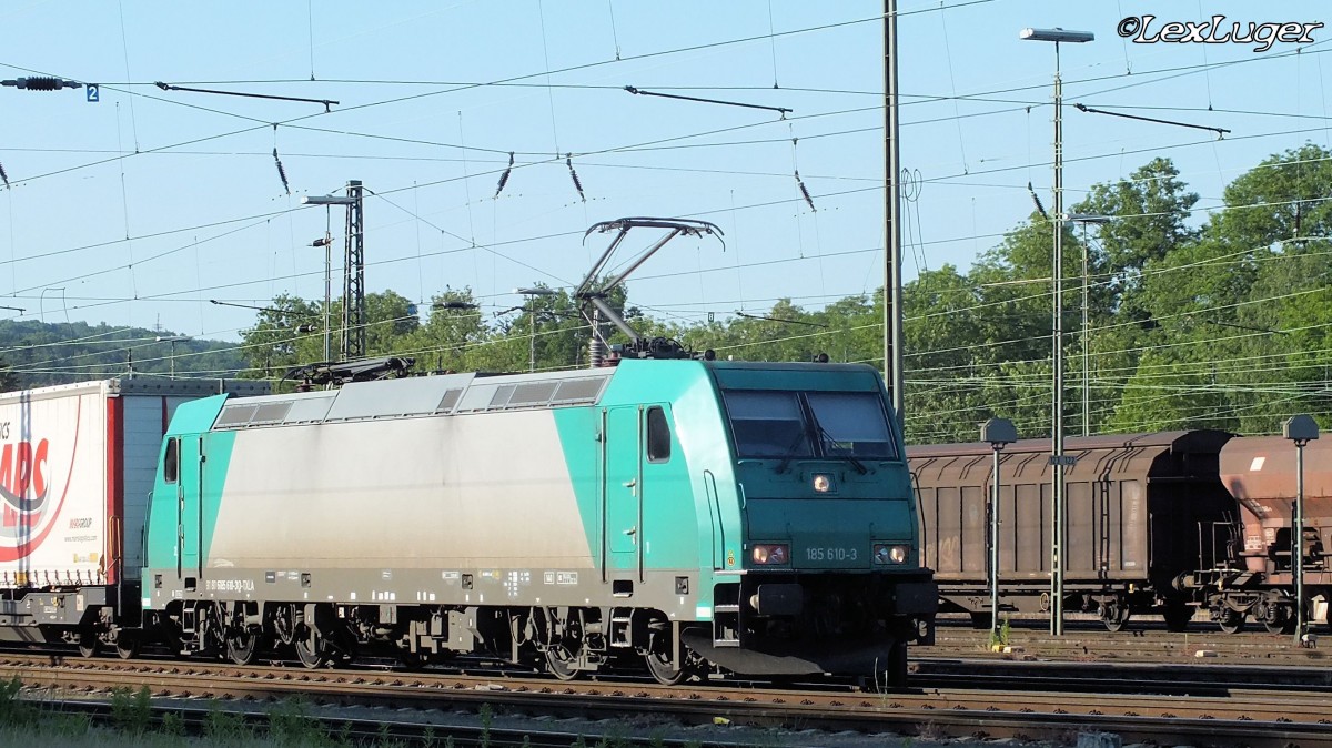 185 610-3 mit einem MARS Zug am Saarbrücker Güterbahnhof den 05.06.2015
