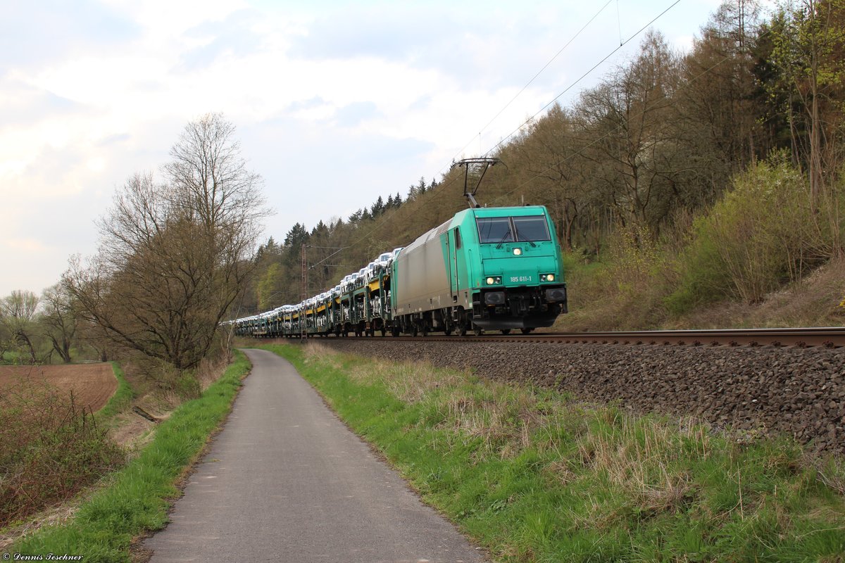 185 611-1 Hectorrail mit ARS-Altmann bei Erzhausen am 15.04.2018