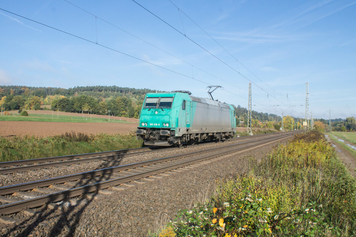 185 618-6 solo unterwegs bei Kerzell am 19.10.2022