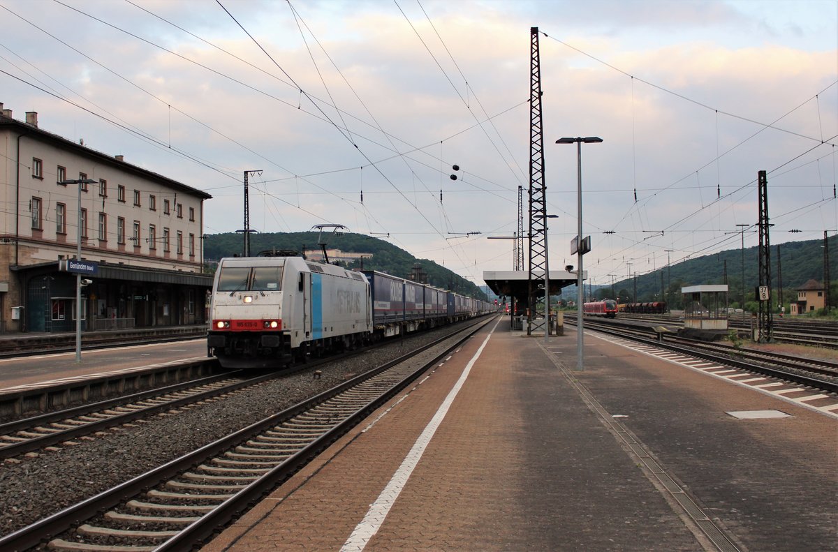 185 635-0 zu sehen am 11.05.18 in Gemünden am Main.