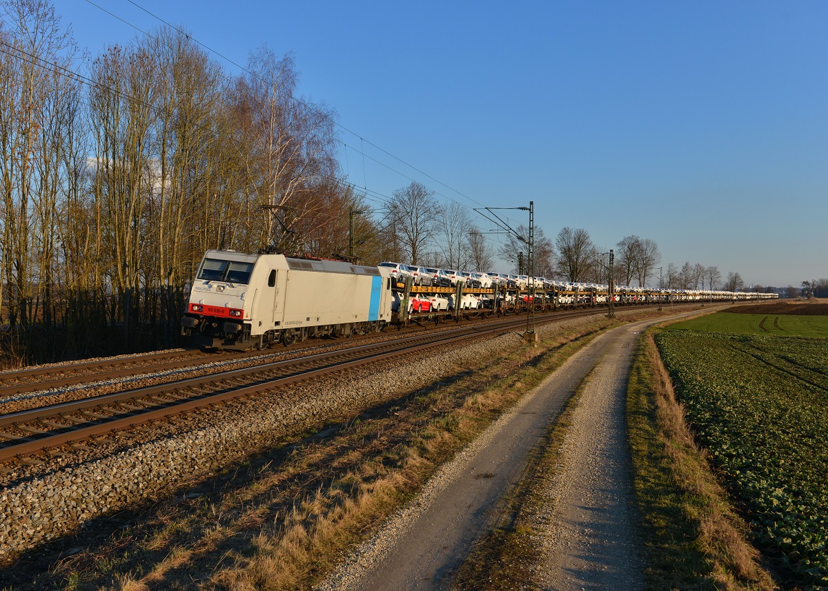 185 636 mit dem Audizug am 23.02.2014 bei Langenisarhofen.