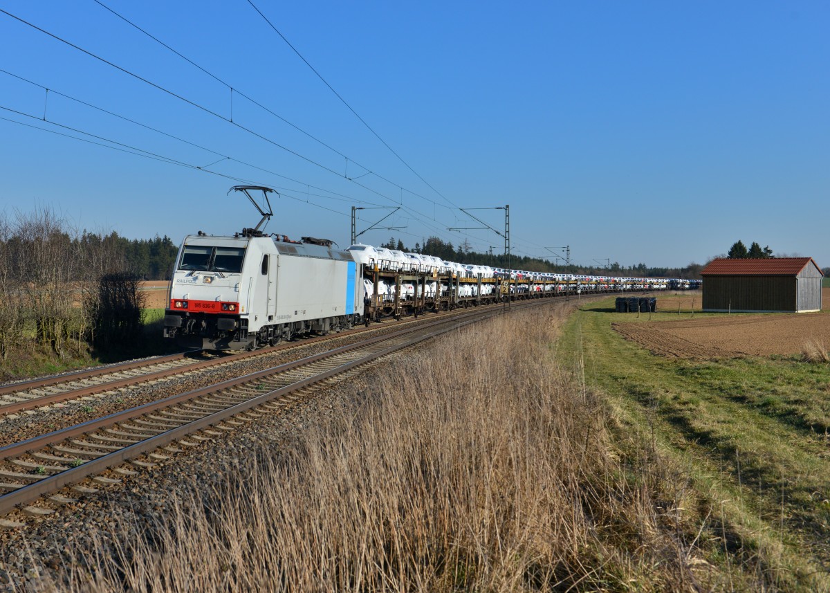 185 636 mit DGS 47160 am 14.03.2014 bei Batzhausen. 
