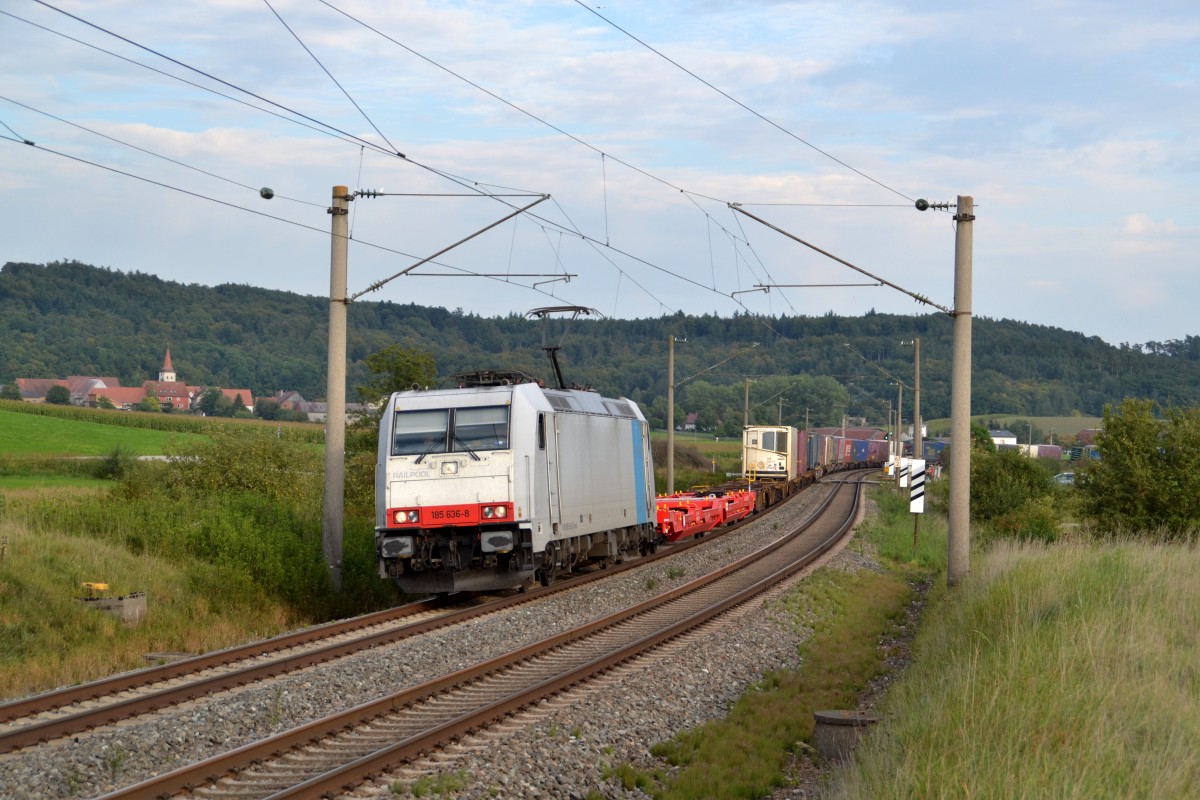 185 636 mit KLV am 18.09.2014 bei Oberdachstetten