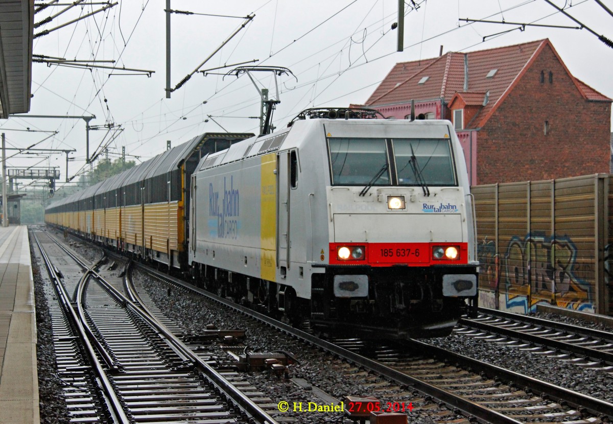 185 637-6 Rurtalbahn mit ARS Altmann in Hannover Linden Fischerhof, Mai 2014.